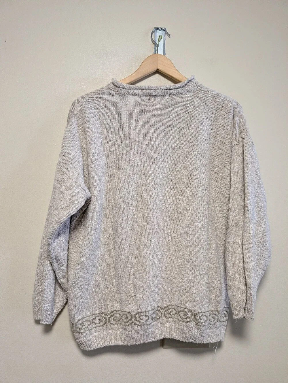 Tivoli Handknit Cotton Linen Celtic Knot Sweater Oatmeal Ireland